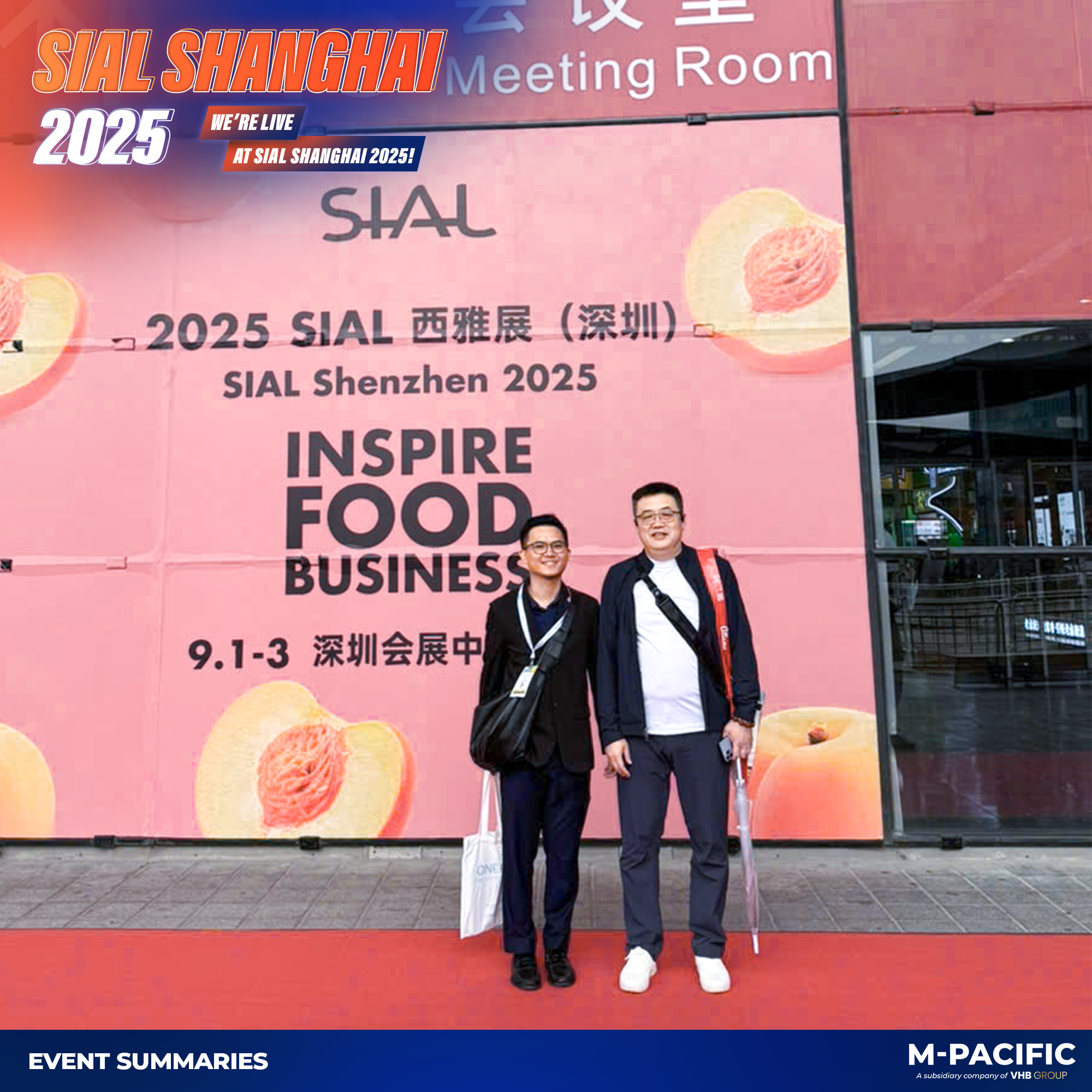 Business meetings and networking at M-Pacific booth during Sial Shanghai 2025.