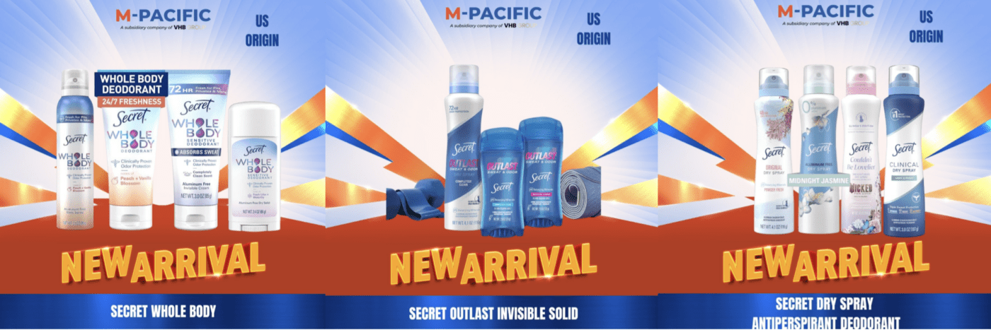 Secret Deodorant - US origin - FMCG supplier - FMCG distributor - wholesale